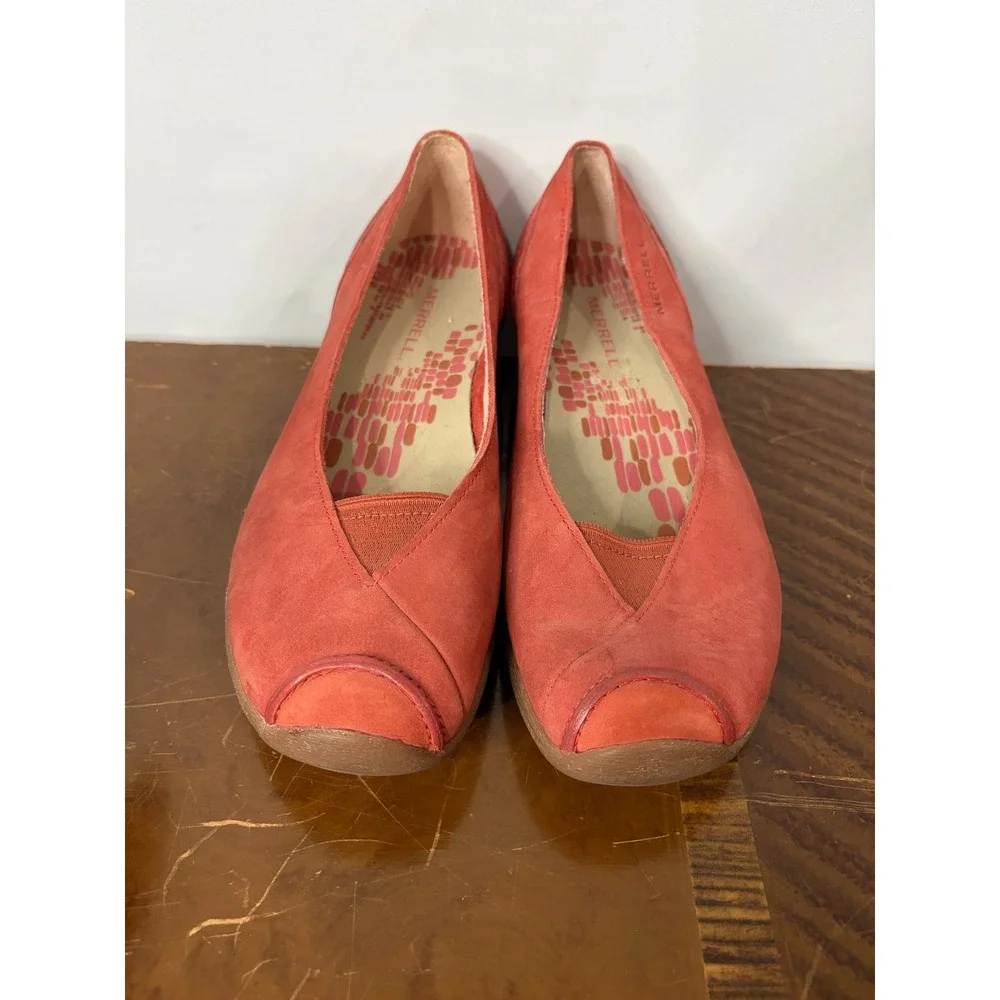 Merrell Isabella Porcelain Rose Suede Comfort Shoes Womens Size 8 Slip On Wedge